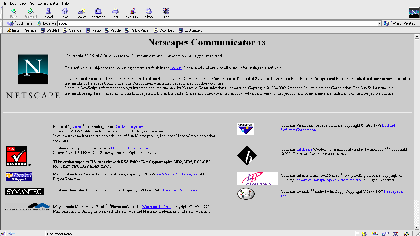 Imagem de referência relacionada a Netscape Communicator, item descrito como uma referência catalogada na área de tecnologia