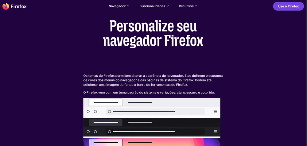 Personalização faz parte das vantagens do navegador Mozilla Firefox â Foto: Reprodução/Erika Martins (captura de tela da pĂĄgina do Mozilla)