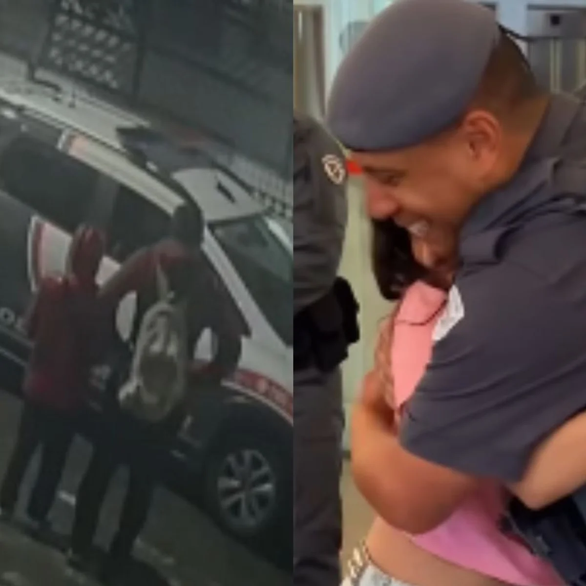 Veja momento que menina sequestrada pelo pai reencontra PM que a resgatou