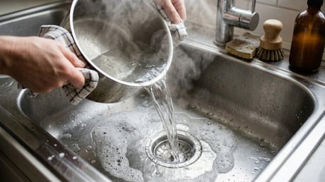 Água fervente com ingrediente SIMPLES desentope pia sem danificar o encanamento
