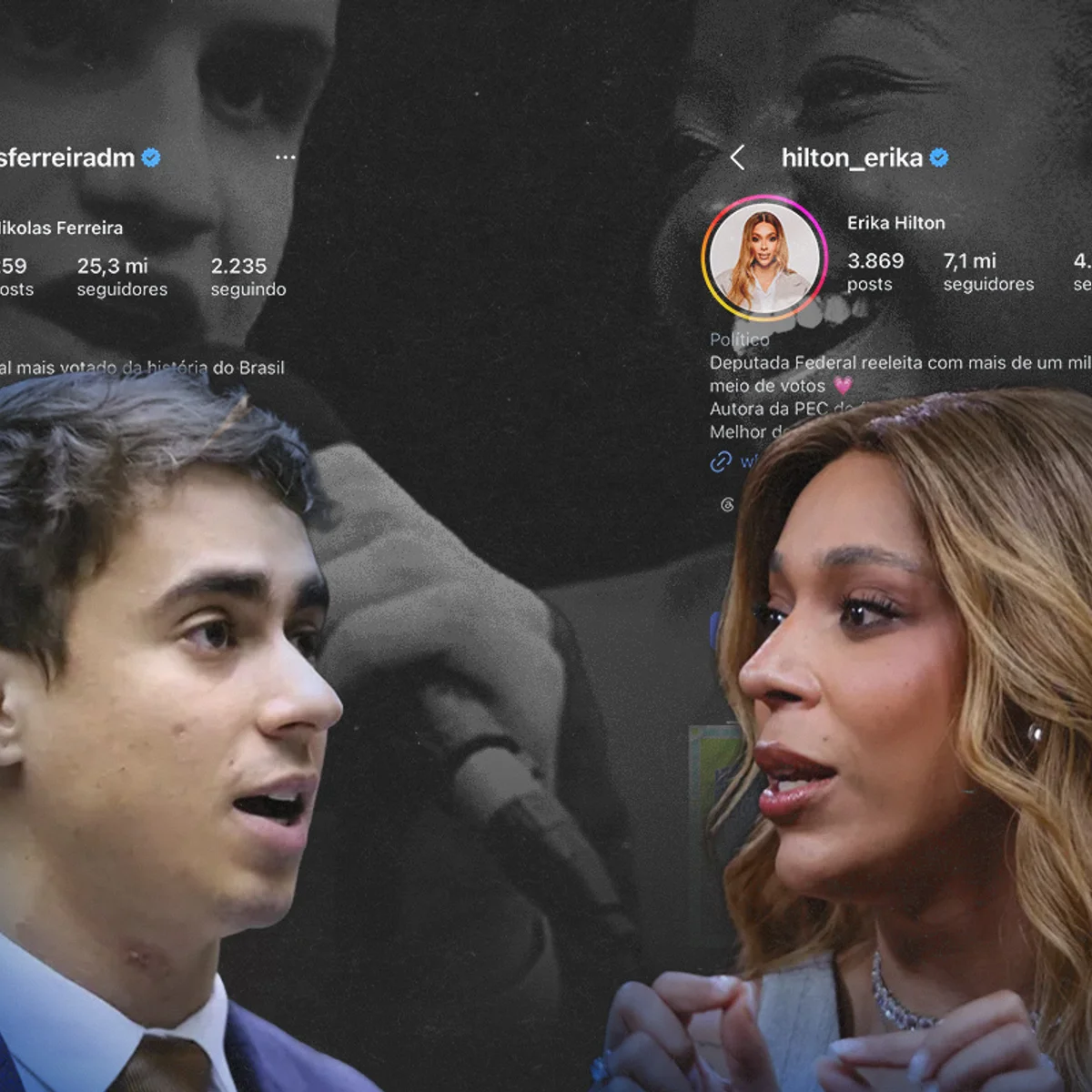 Política dos cliques: Nikolas e Érika Hilton superam 1 milhão de pageviews
