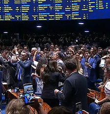 Senado Federal na noite desta quarta-feira, 14, na votação da PEC que prevê o fim da escala 6x1 Foto: Reprodução/Youtube/TV Senado