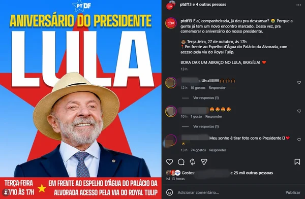 PT prepara festa pública de aniversário de Lula nesta terça (27)